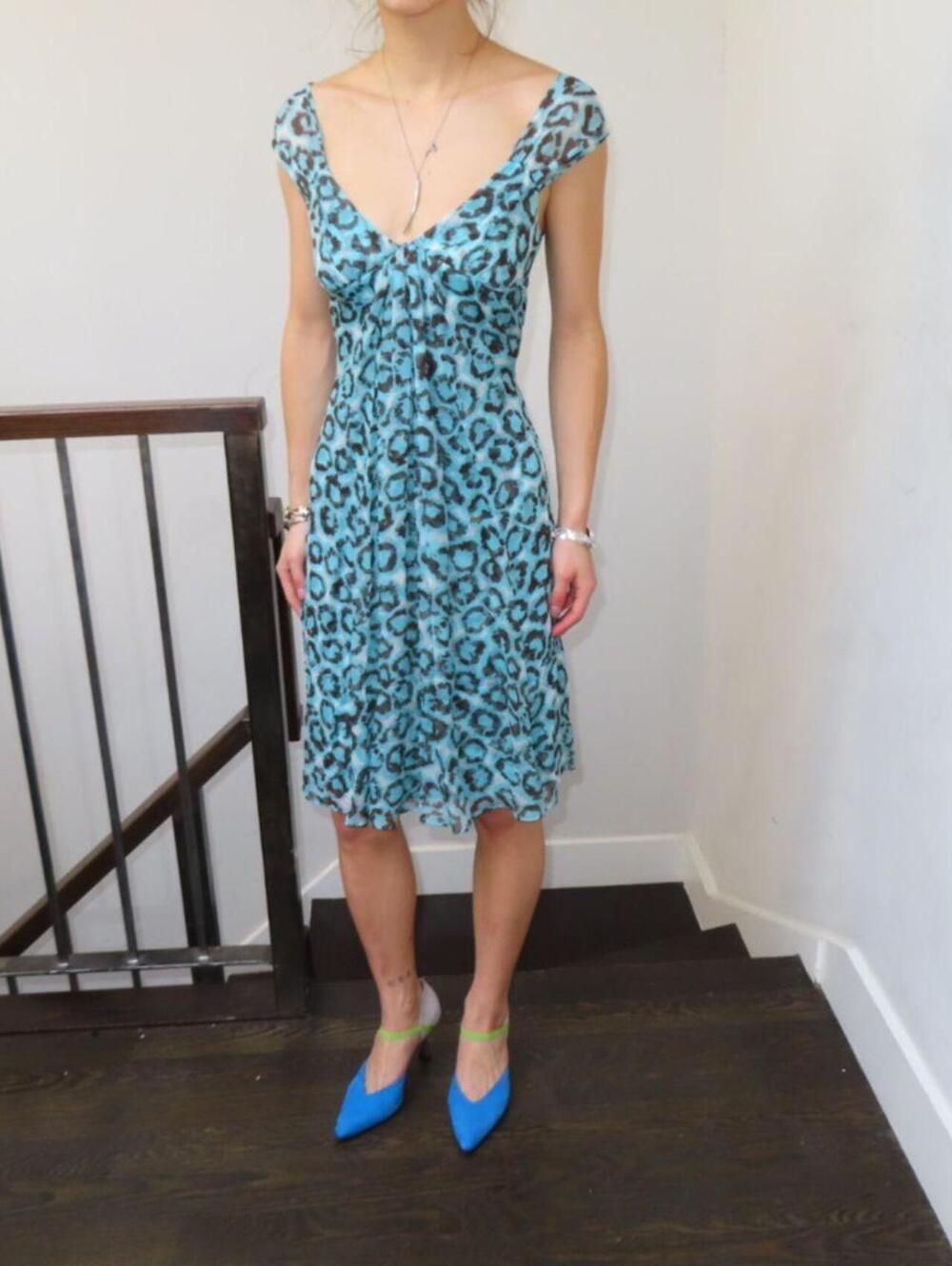 Diane von Furstenberg Women's Blue and Brown Going-out-dress